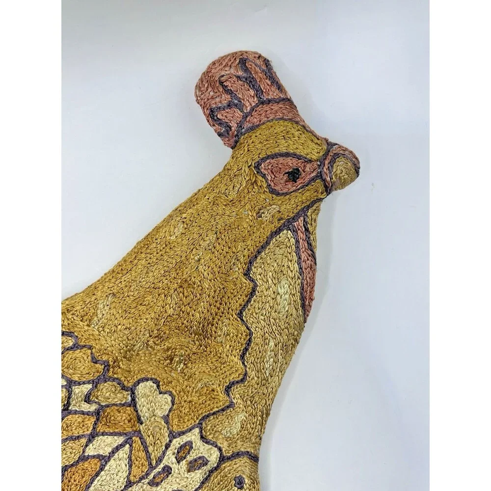 Handmade Rooster Chicken Teapot Cozy Cover Chainstitch Embroidery Crewel